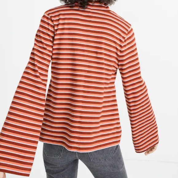 Madewell Wide-Sleeve Turtleneck Westwater Stripe Burnished Mahogany Large - Picture 5 of 12
